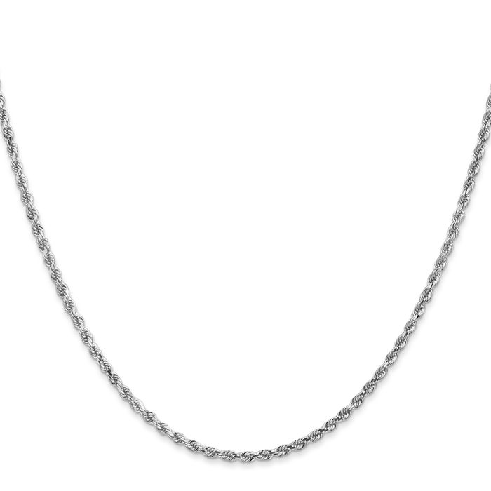 14K Solid White Gold 2mm Rope Chain Twisted Link Necklace