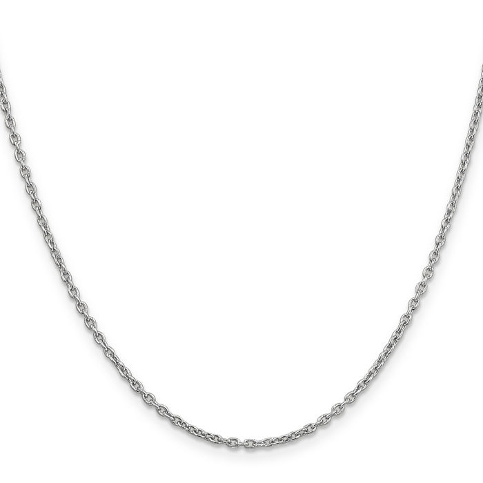 14K Solid White Gold 2mm Round Cable Rolo Link Chain Belcher Necklace