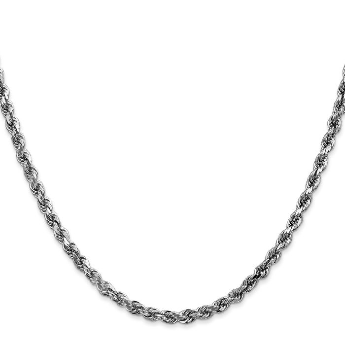 14K Solid White Gold 3.5mm Rope Chain Twisted Link Necklace