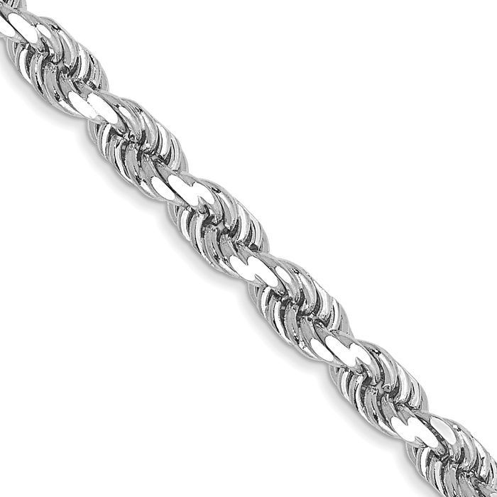 14K Solid White Gold 3.5mm Rope Chain Twisted Link Necklace