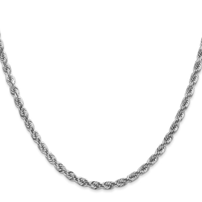 14K Solid White Gold 4mm Rope Chain Twisted Link Necklace