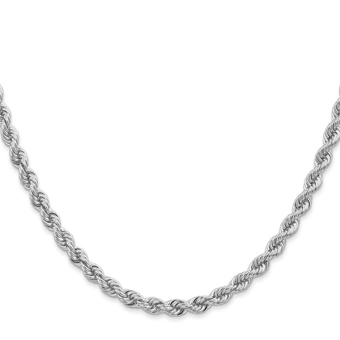 14K Solid White Gold 4mm Rope Chain Twisted Link Necklace