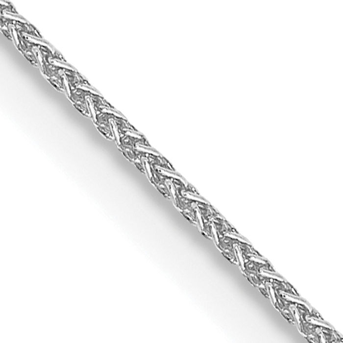 14K Solid White Gold 0.85mm Spiga Wheat Link Chain Necklace