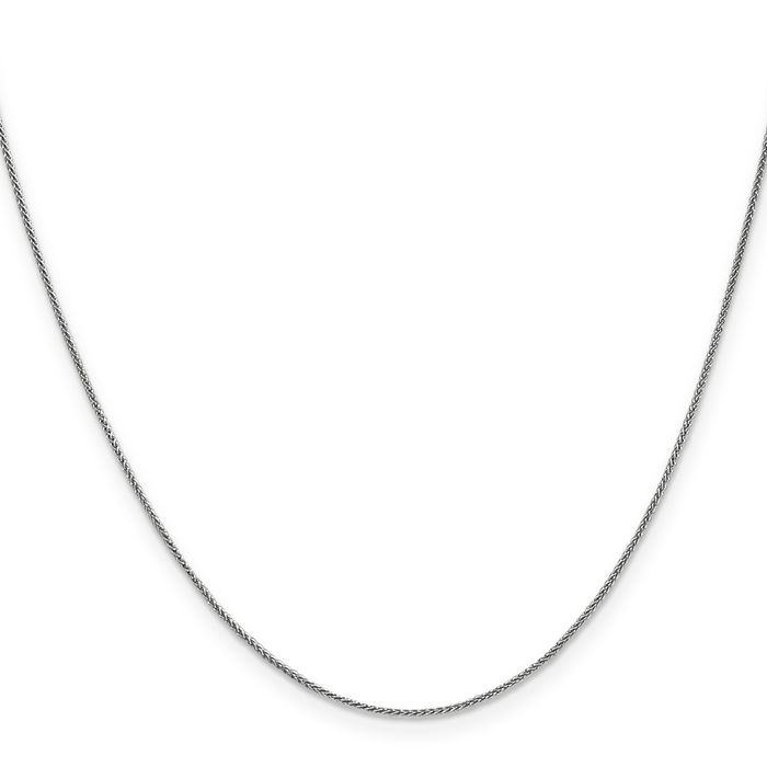 14K Solid White Gold 0.85mm Spiga Wheat Link Chain Necklace