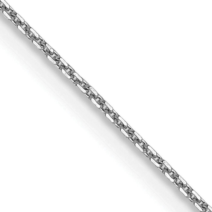 14K Solid White Gold 0.8mm Round Cable Rolo Link Chain Belcher Necklace