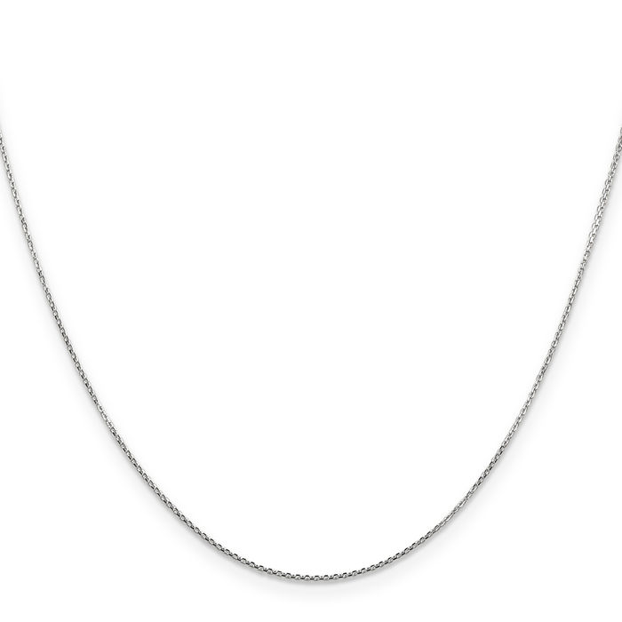 14K Solid White Gold 0.8mm Round Cable Rolo Link Chain Belcher Necklace