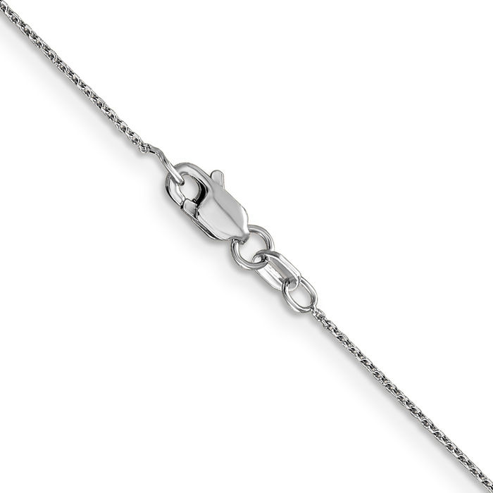 14K Solid White Gold 0.8mm Round Cable Rolo Link Chain Belcher Necklace