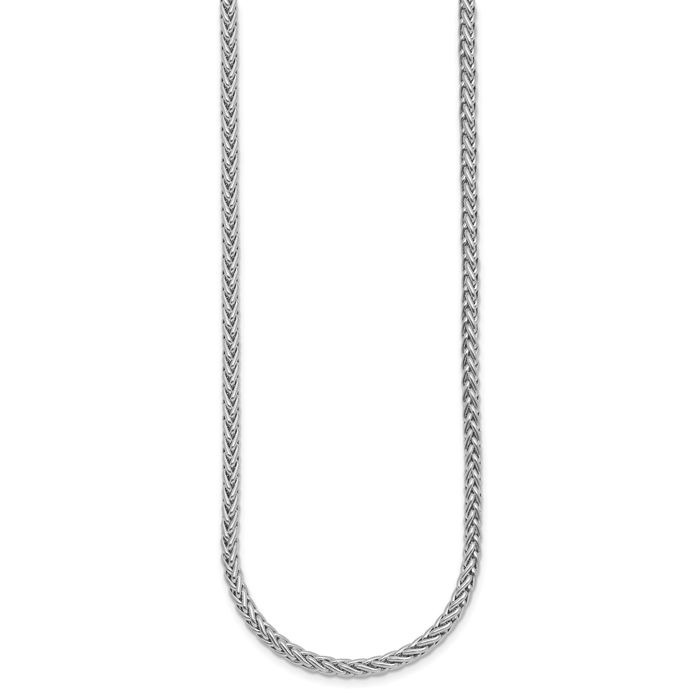 14K Solid White Gold 3.1mm Spiga Wheat Link Chain Necklace