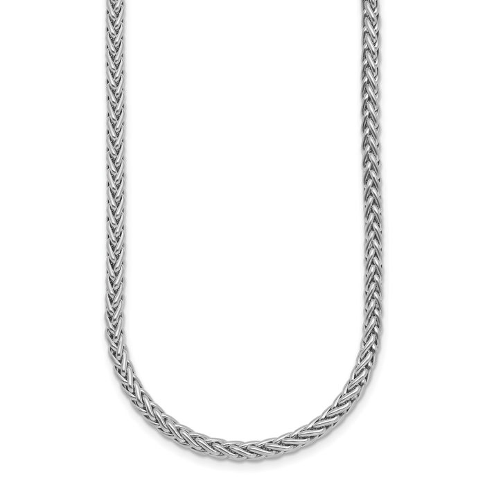 14K Solid White Gold 3.1mm Spiga Wheat Link Chain Necklace