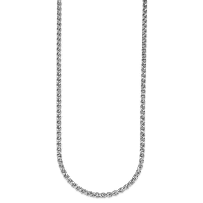 14K Solid White Gold 3.3mm Spiga Wheat Link Chain Necklace