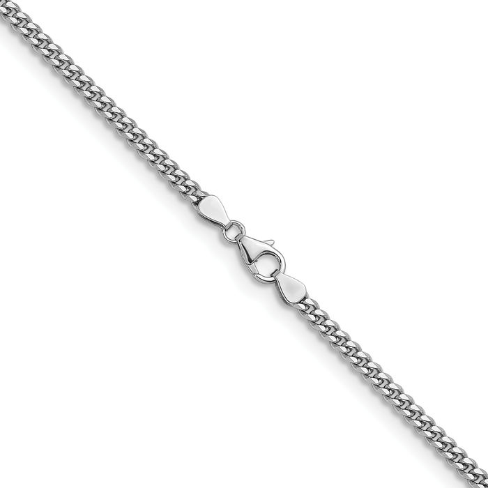 14K Solid White Gold 3.4mm Curb Link Chain Necklace