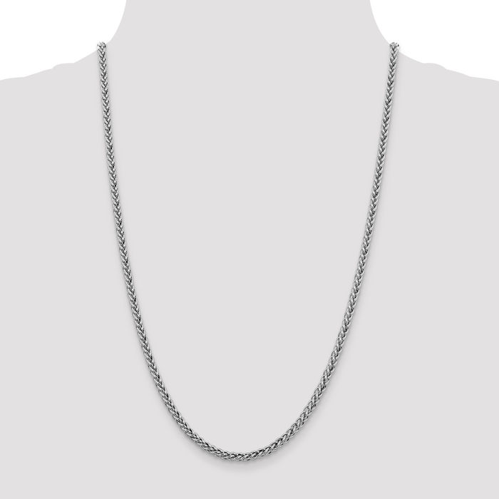 14K Solid White Gold 4.3mm 3 Wire Spiga Wheat Link Chain Necklace