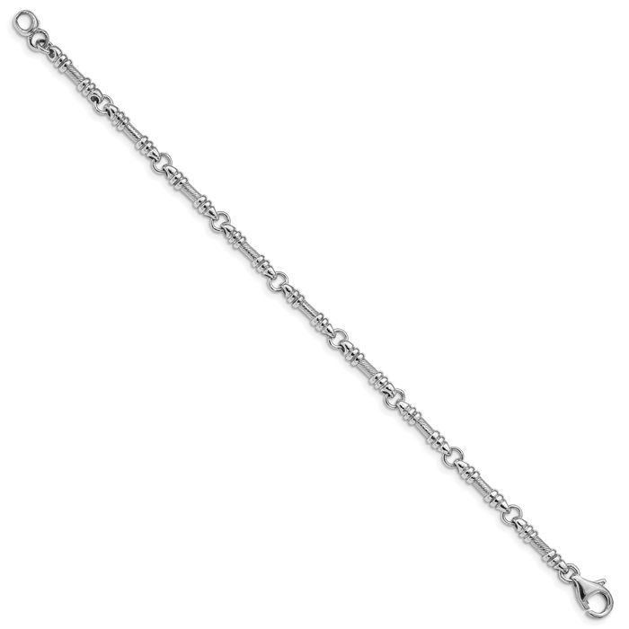 14K Solid White Gold 3.5mm Link Chain Bracelet