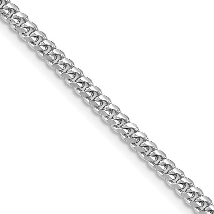 14K Solid White Gold 3.5mm Miami Cuban Curb Link Chain Necklace