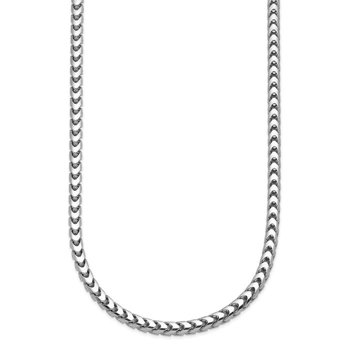 14K Solid White Gold 3.7mm Franco Link Chain Necklace