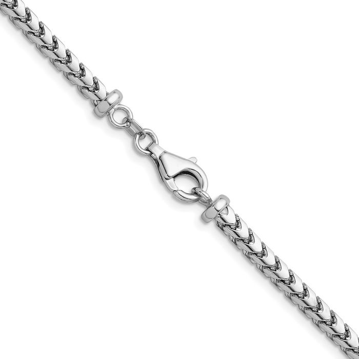 14K Solid White Gold 3.7mm Franco Link Chain Necklace