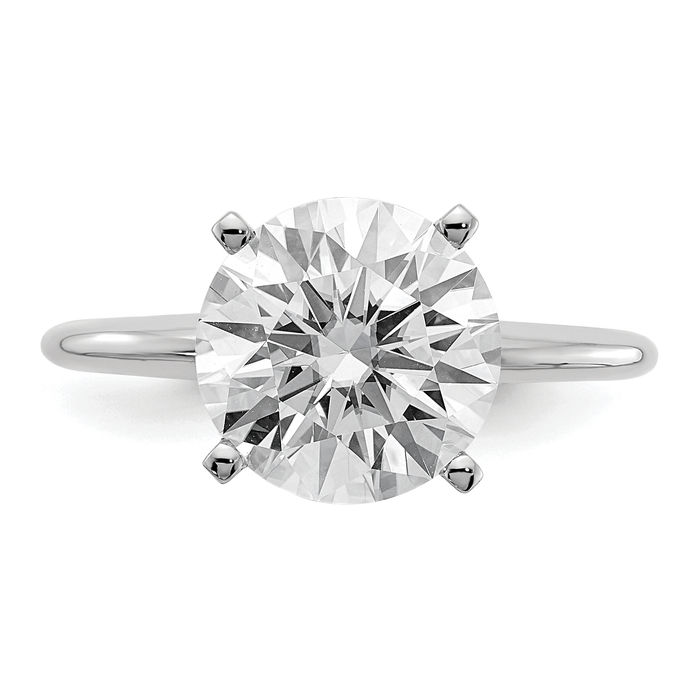 14K Solid White Gold Round Moissanite Solitaire Engagement Ring