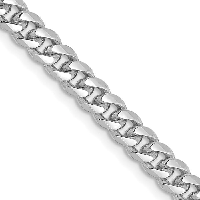 14K Solid White Gold 4.25mm Miami Cuban Curb Link Chain Necklace