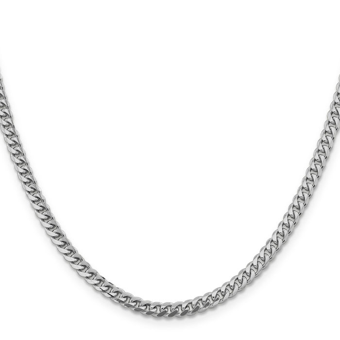 14K Solid White Gold 4.25mm Miami Cuban Curb Link Chain Necklace