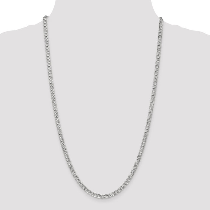 14K Solid White Gold 4.3mm Curb Link Chain Necklace