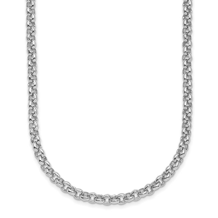 14K Solid White Gold 4.3mm Cable Rolo Link Chain Belcher Necklace