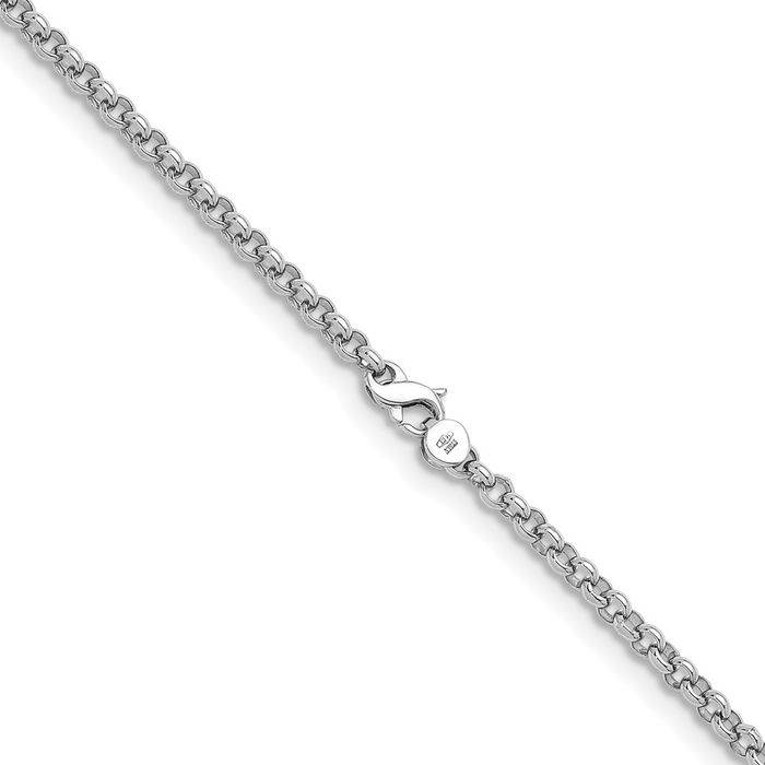 14K Solid White Gold 4.3mm Cable Rolo Link Chain Belcher Necklace