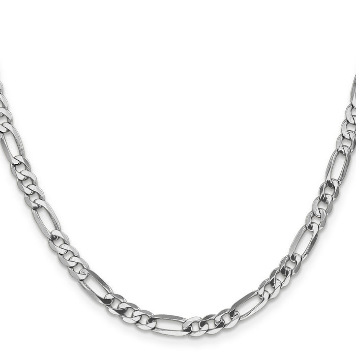 14K Solid White Gold 4.5mm Figaro Link Chain Necklace