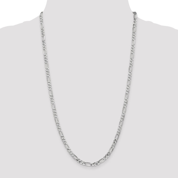 14K Solid White Gold 4.5mm Figaro Link Chain Necklace