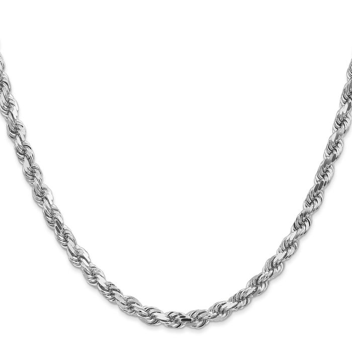 14K Solid White Gold 4.5mm Rope Chain Twisted Link Necklace