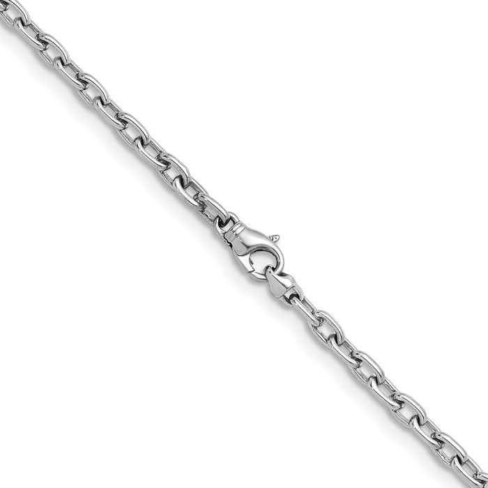 14K Solid White Gold 4.7mm Cable Rolo Link Chain Belcher Necklace