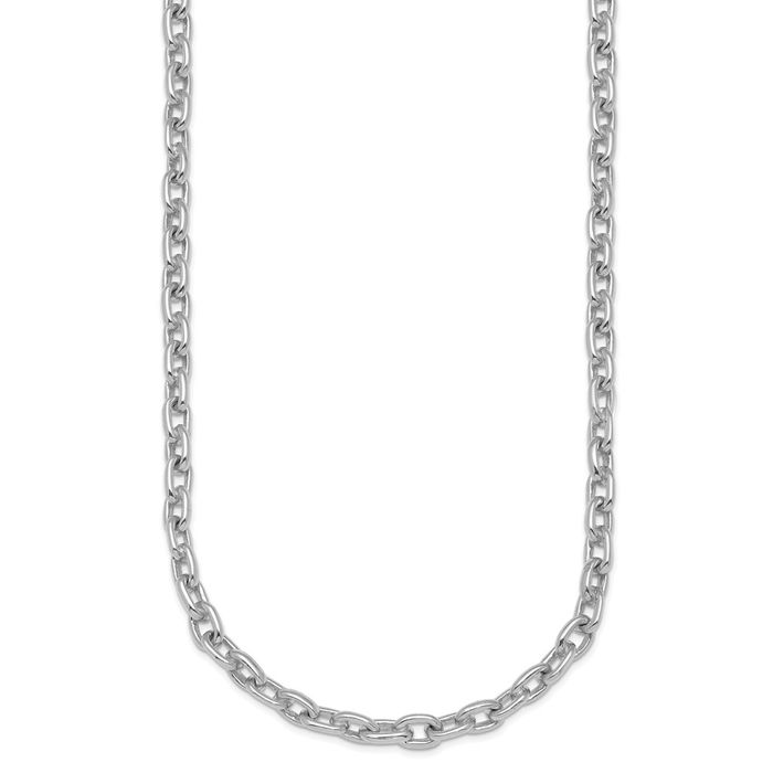 14K Solid White Gold 4.7mm Cable Rolo Link Chain Belcher Necklace