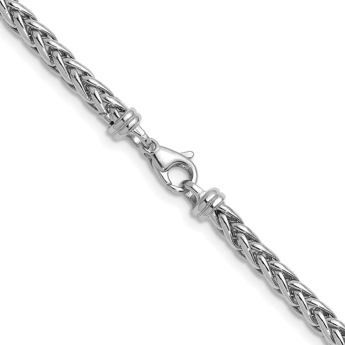 14K Solid White Gold 4.8mm Spiga Wheat Link Chain Bracelet