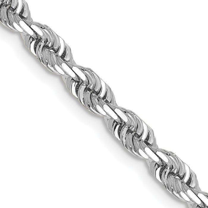 14K Solid White Gold 4mm Quadruple Rope Chain Twisted Link Necklace