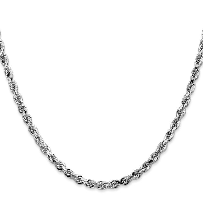 14K Solid White Gold 4mm Quadruple Rope Chain Twisted Link Necklace