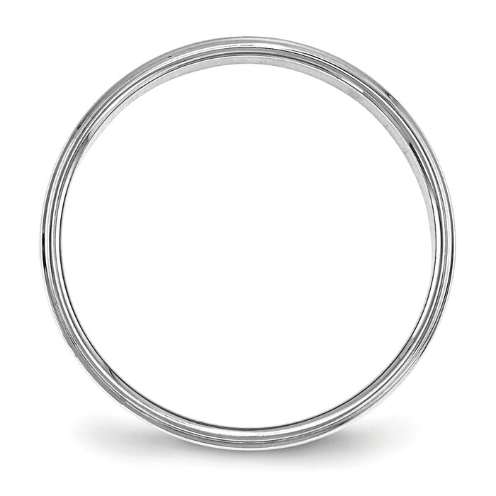14K Solid White Gold 4mm Step Edge Plain Classic Wedding Band Ring