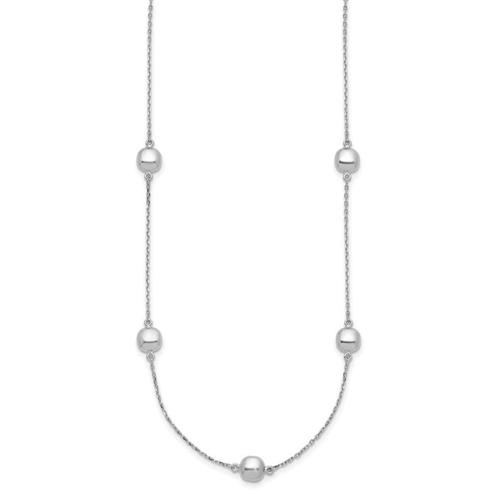 14K Solid White Gold 5 Station Necklace Chain