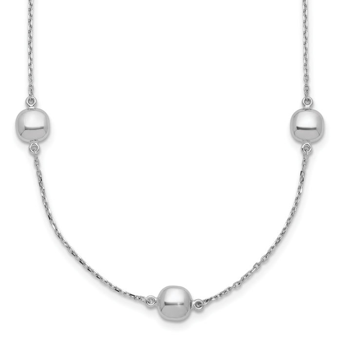 14K Solid White Gold 5 Station Necklace Chain