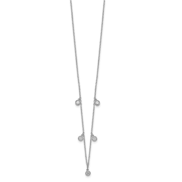 14K Solid White Gold 5 Station Diamond Necklace Chain