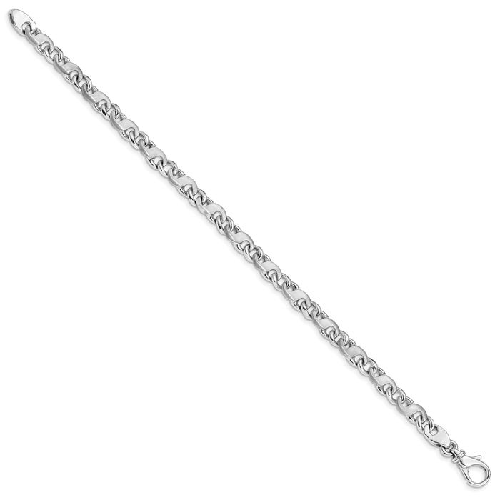 14K Solid White Gold 5.4mm S Link Chain Bracelet