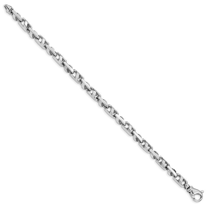 14K Solid White Gold 5.5mm Link Chain Bracelet