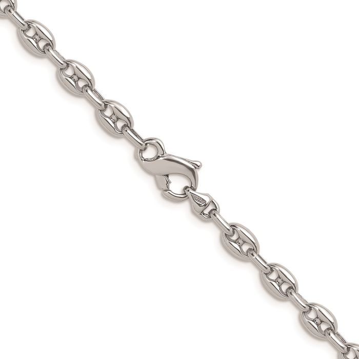 14K Solid White Gold 5mm Anchor Puffed Gucci Mariner Link Chain Necklace