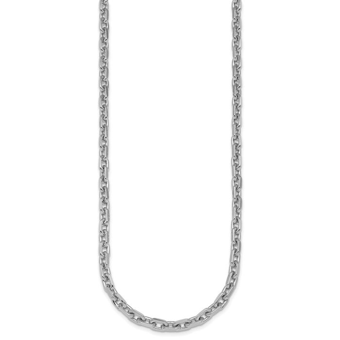 14K Solid White Gold 5mm Edge Cable Rolo Link Chain Belcher Necklace