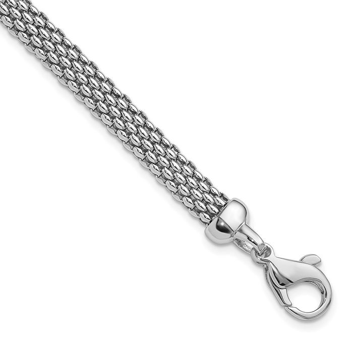 14K Solid White Gold 6.2mm Popcorn Mesh Chain Necklace