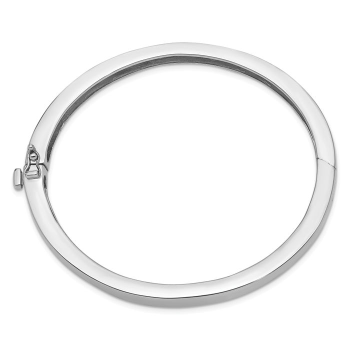 14K Solid White Gold 6.3mm Bangle Bracelet