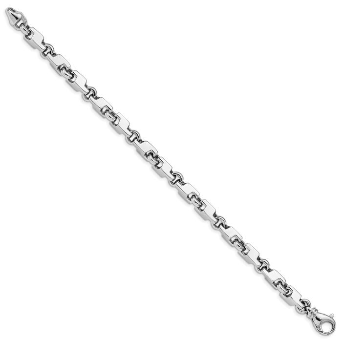 14K Solid White Gold 6.6mm Link Chain Bracelet