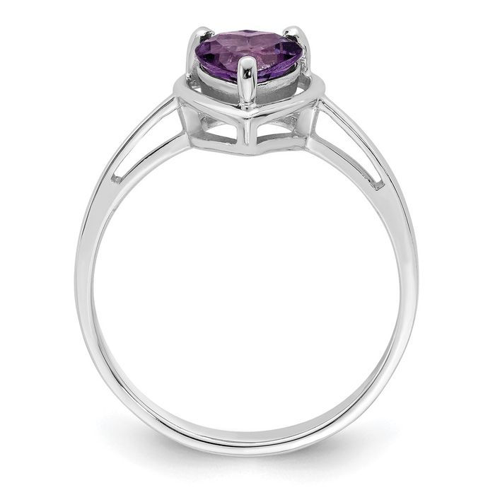 14K Solid White Gold 6mm Heart Amethyst Ring - Picture 11 of 44