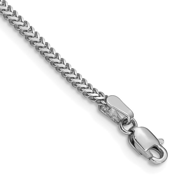 14K Solid White Gold 1.4mm Franco Link Chain Bracelet - Picture 7 of 18