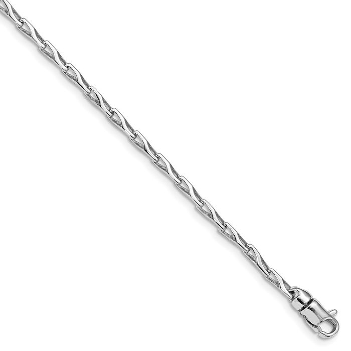 14K Solid White Gold 3.5mm Link Chain Bracelet