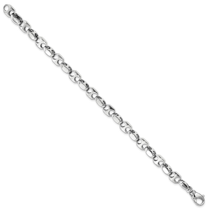 14K Solid White Gold 7.2mm Link Chain Bracelet