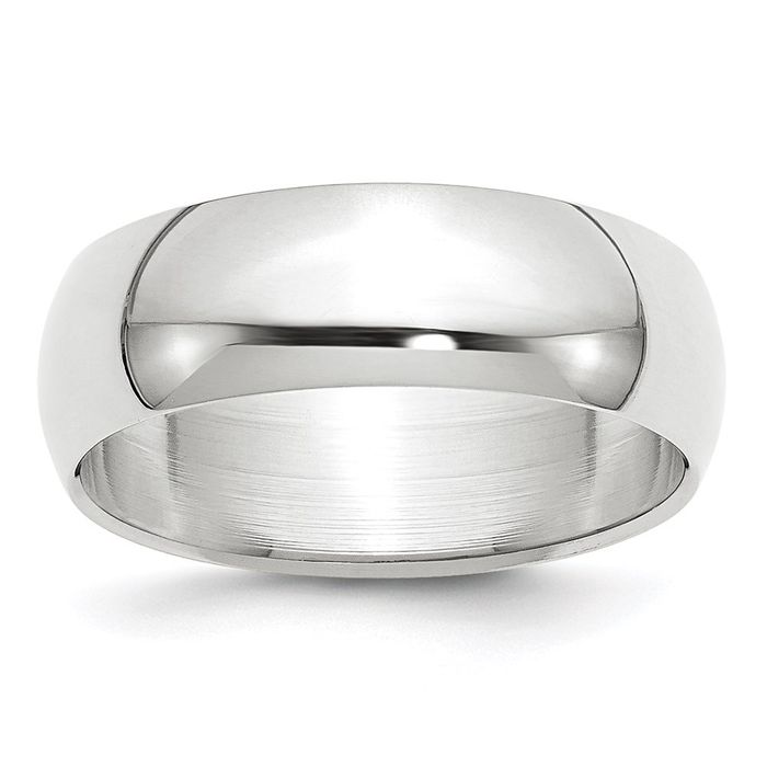 10K Solid White Gold 7mm Half Round Classic Wedding Ring - Picture 7 of 132